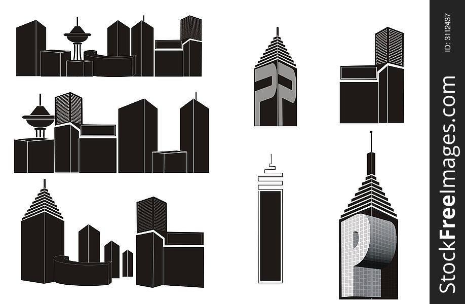Buildings black and white clip arts structures property