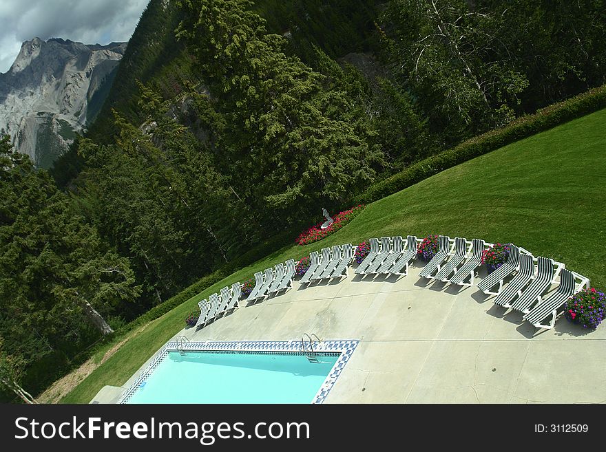 Outdoor pool at a hotel in Banff, Canada. Outdoor pool at a hotel in Banff, Canada