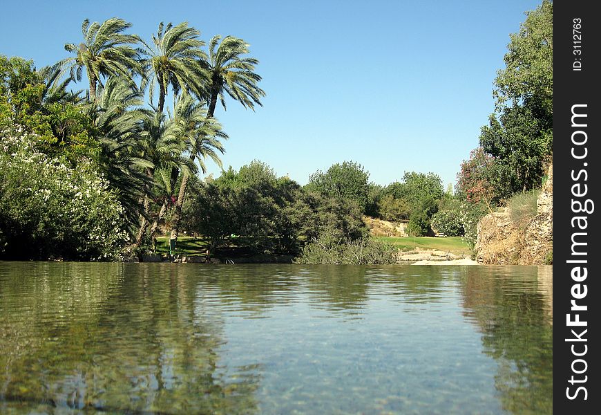 Sunlight in water in park in Israel