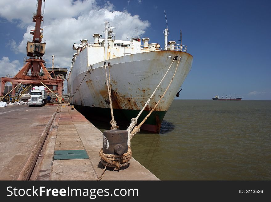 Ship in the port of Vila do Conde in Barcarena - North of Brazil