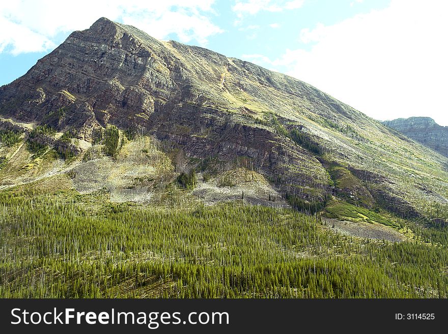 Rugged mountain peak in Canada's Rocky Mountain Range