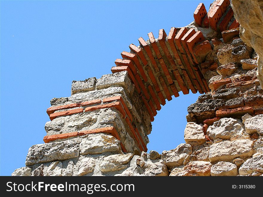 Brickworked part of ancient church of Bulgaria