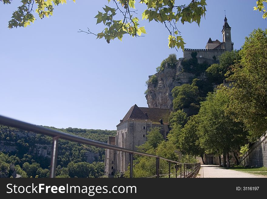 Church on mountain in Racamadour, France