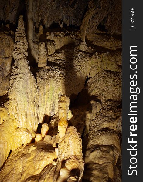 Unusual stalagmits in grotto