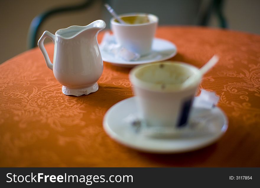 Two cups of coffees on the table. Two cups of coffees on the table