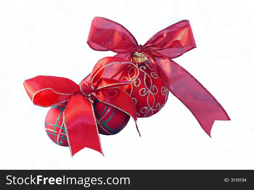 Two isolated red Christmas balls to put on your tree. Two isolated red Christmas balls to put on your tree