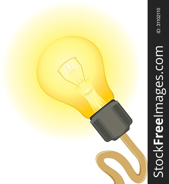 Glowing yellow light bulb. Illustration. Glowing yellow light bulb. Illustration