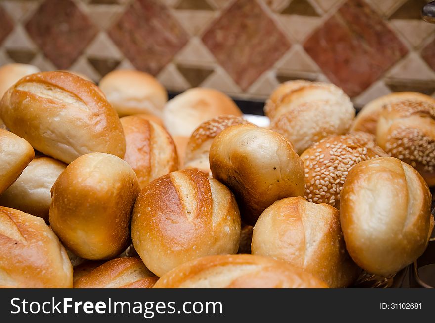 Assorted spread of fresh bread