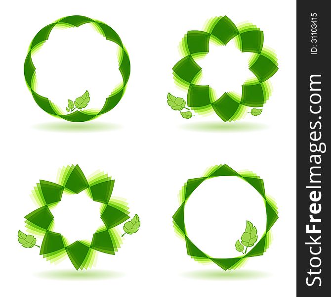 New set of ecology icons with green flowers and leafs. New set of ecology icons with green flowers and leafs