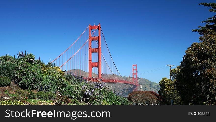 The Golden Gate Bridge is a suspension bridge spanning the Golden Gate, the opening of the San Francisco Bay into the Pacific Ocean. As part of U.S. Route 101 and California State Route 1, the structure links the city of San Francisco to Marin County. It is one of the most internationally recognized symbols of San Francisco.