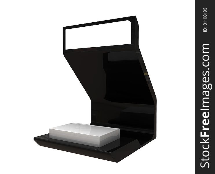 Black podium with blank screen. Black podium with blank screen