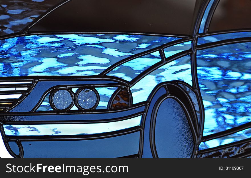 Abstract stained leadlight glass motorcar vehicle