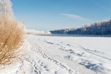 Dvina Rver Under Ice. Landscape Near House Of Painter Repin. Royalty Free Stock Images Dvina Rver Under Ice. Landscape Near House Of Painter Repin. Royalty Free Stock Images