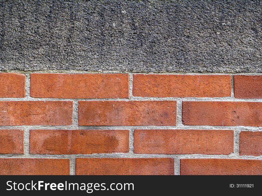 Old brick wall pattern closeup.