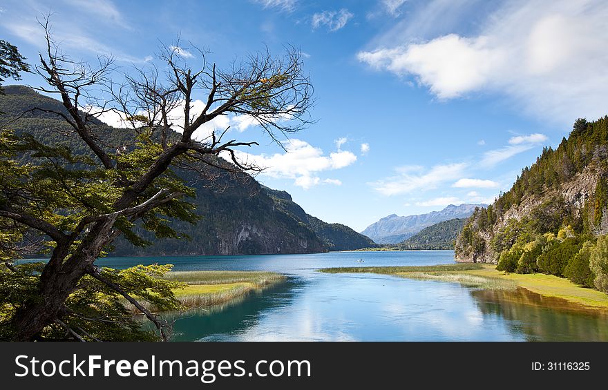 Beautiful lake in Patagonia in a sunny day. Beautiful lake in Patagonia in a sunny day