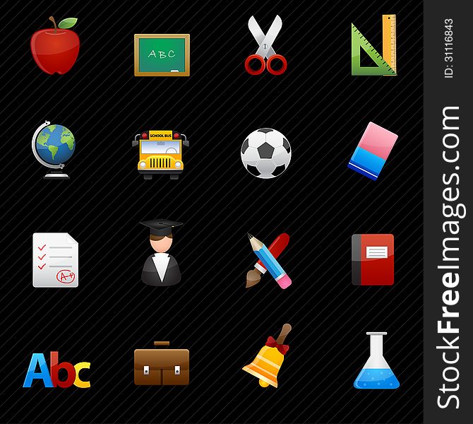 Education Icons  and black background
