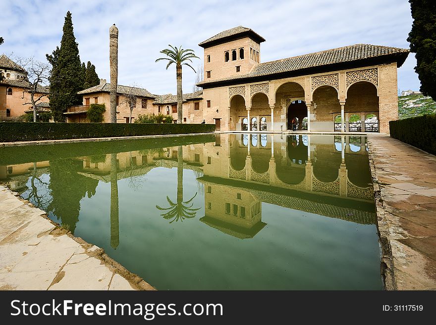 The Partal gardens of Alhambra in Granada, Andalusia, Spain