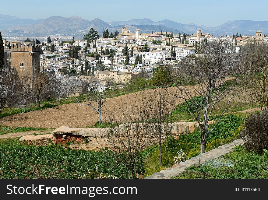 Albaicin seen from the Alhambra in Granada, Andalusia, Spain