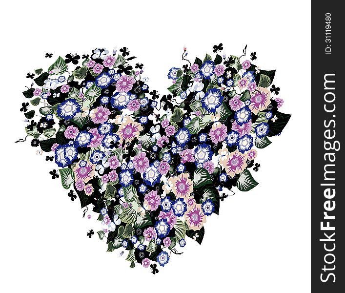 Vector graphic image with flower heart. Vector graphic image with flower heart