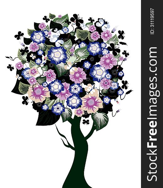 Vector graphic image with blossom tree. Vector graphic image with blossom tree