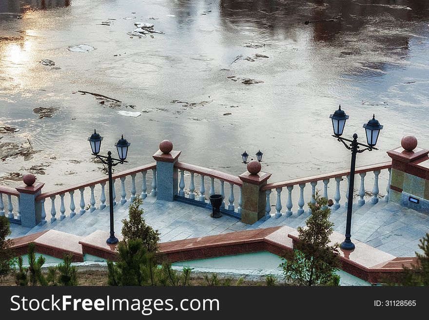 High water. Dvina river Vitebsk Belarus Spring 2013.