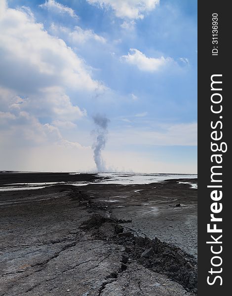 Sidoarjo mud flow blowout (Lapindo mud)- Catastrophic Oilfield Incident in Porong, Sidoarjo in East Java, Indonesia. Sidoarjo mud flow blowout (Lapindo mud)- Catastrophic Oilfield Incident in Porong, Sidoarjo in East Java, Indonesia