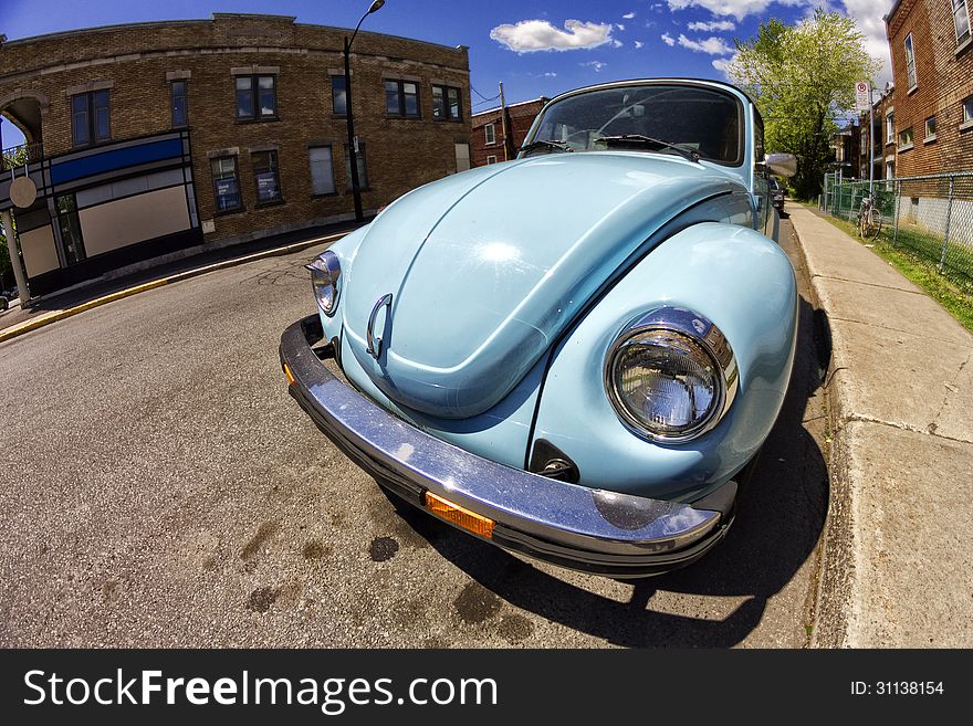 Vintage Blue VW Beetle