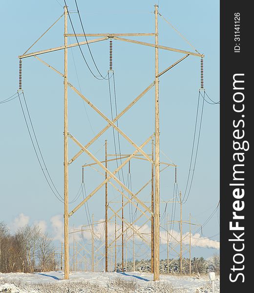 High Voltage Electrical lines coming from a power plant