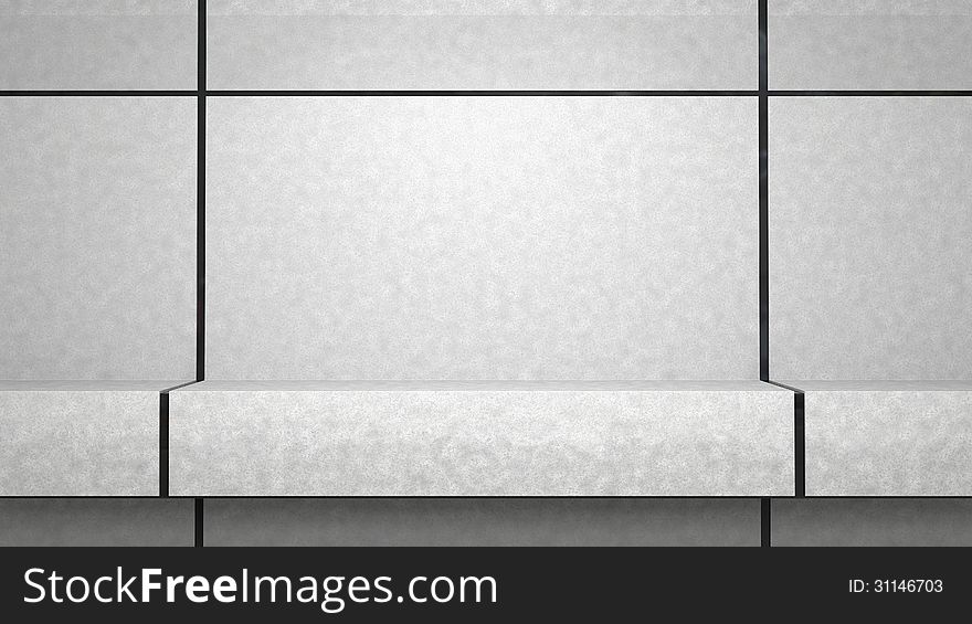 Concrete wall with shelf, architectural background. Concrete wall with shelf, architectural background