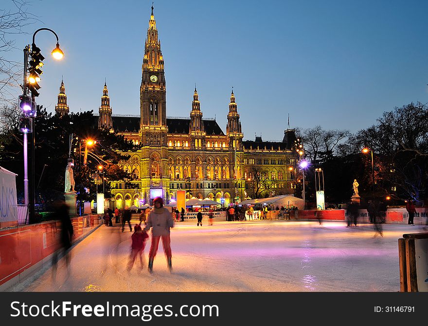 Vienna, Old Town-hall With Iceskaters