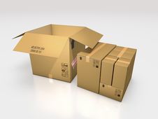 A Series Of Cardboard Box 3d Illustration Stock Photo