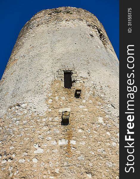 Tower of the medieval castle in Chatillon-sur-Indre, France.