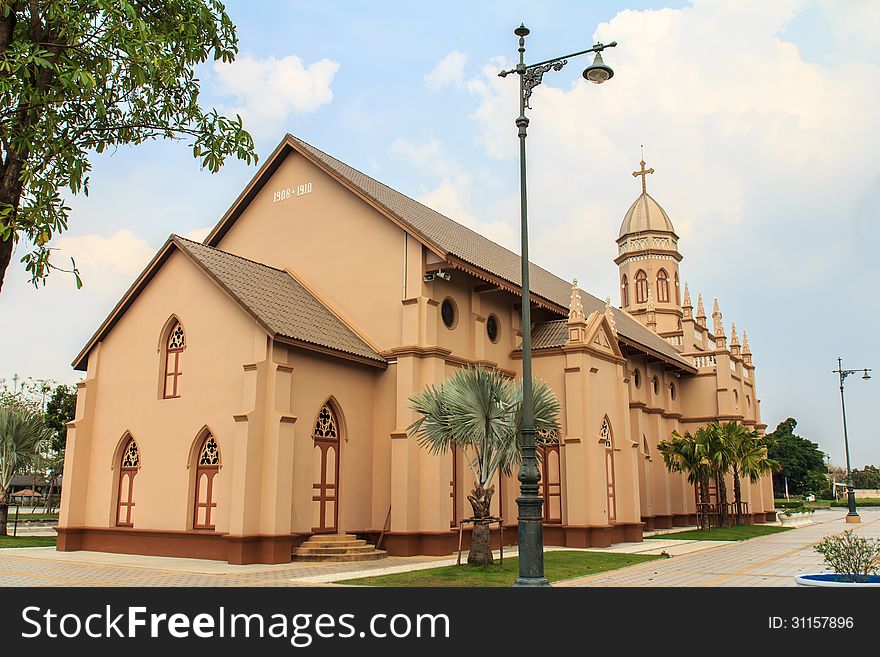 Gothic Style Church In Bangkok, Thailand.