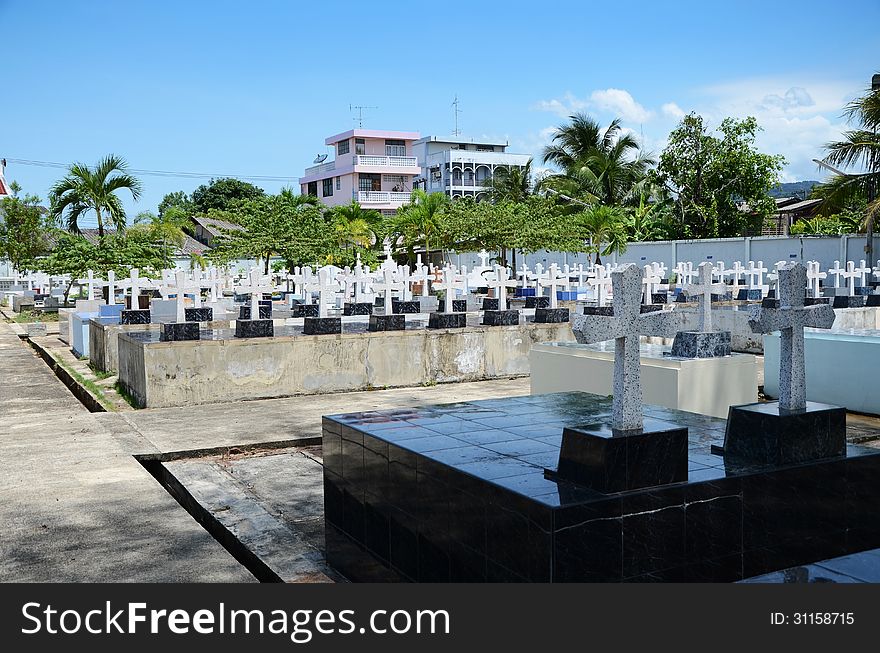 Cemetery Image with Crosses, Chantaburi, Thaialand