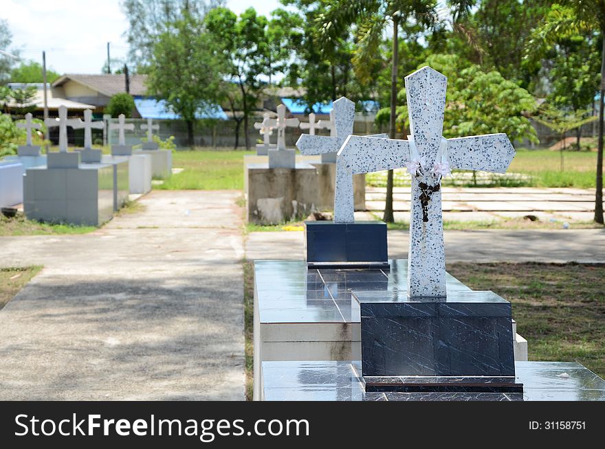 Crosses at chantaburi cemetery, Chantaburi, Thaialand