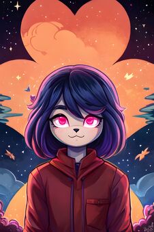 A Captivating Illustration Showcasing A Character With Radiant Pink Eyes, Enveloped In The Mesmerizing Aura Of A Starlit Sky And W Stock Image