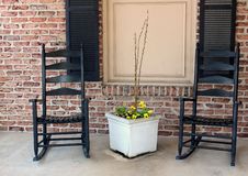 Two Black Rocking Chairs On A Quiet Porch Stock Image Two Black Rocking Chairs On A Quiet Porch Stock Image