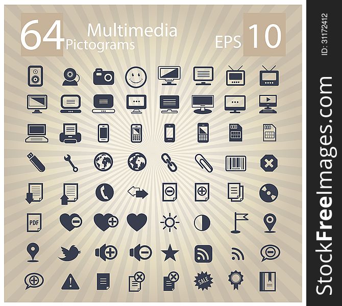 Technology multimedia symbols set. This is file of EPS10 format.