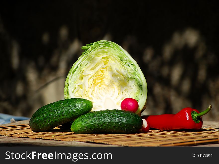 Group of fresh vegetables for sprinf salad