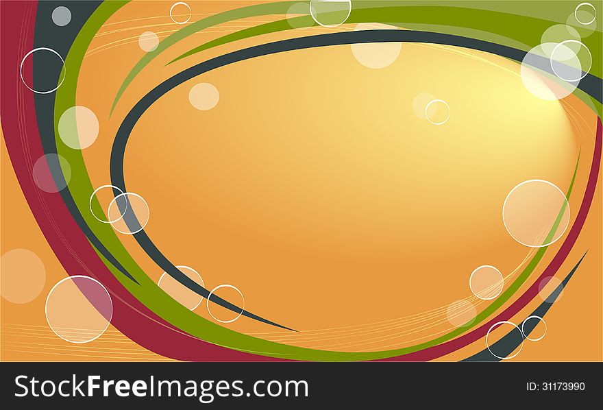 Colorful background with waves and circles.