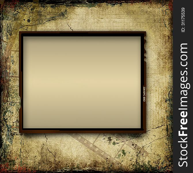 Vintage Shabby Background With Frame Of Film-strip