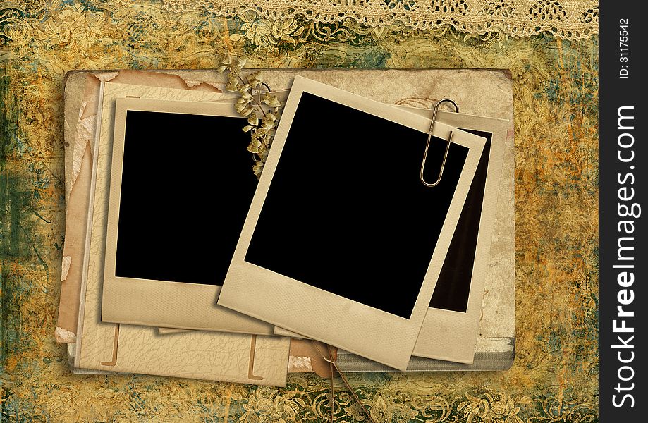 Vintage shabby background with polaroid-frame