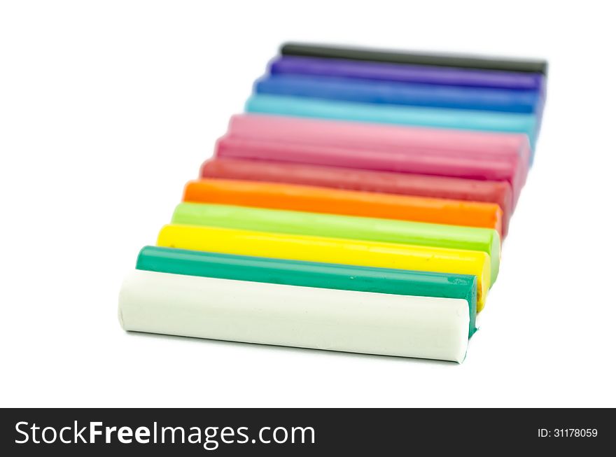 Color Children Plasticine On A White Background