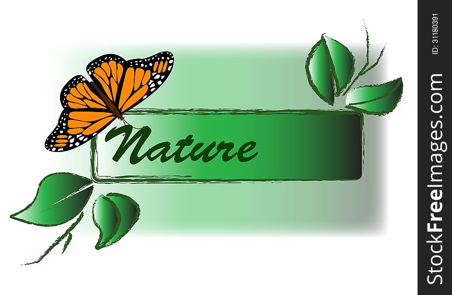 Nature tag with a butterfly and twigs