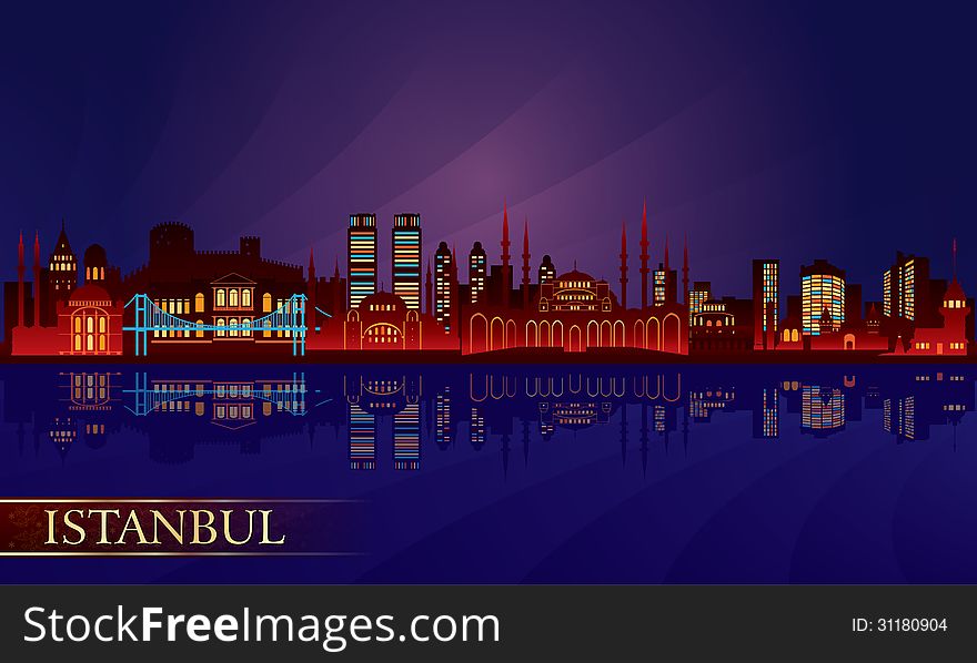 Istanbul city night skyline