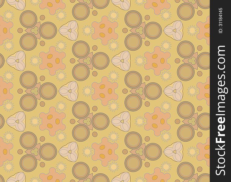 Geometric pattern pastel beige retro. circle, flower.