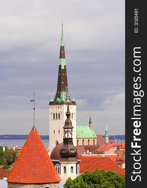 Tallinn, the Capital of Estonia Rooftops of the central part of the City the Old Town.