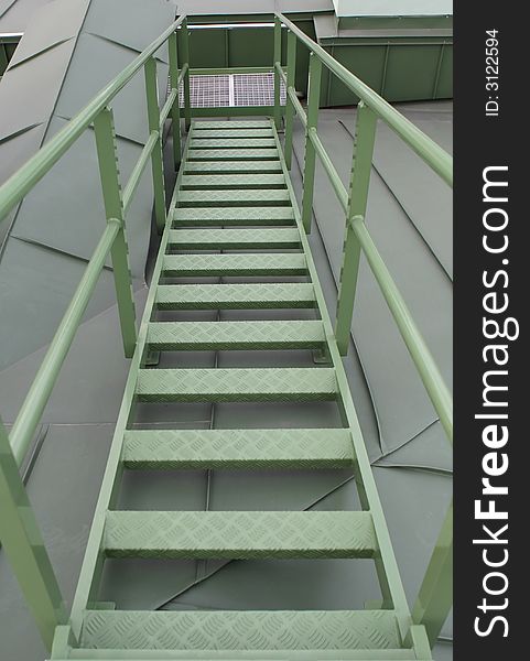 Ladder on a roof of a building