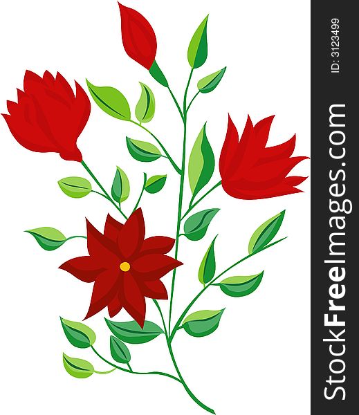 Vector illustration of red flowers