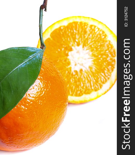 Oranges on a white background prepared